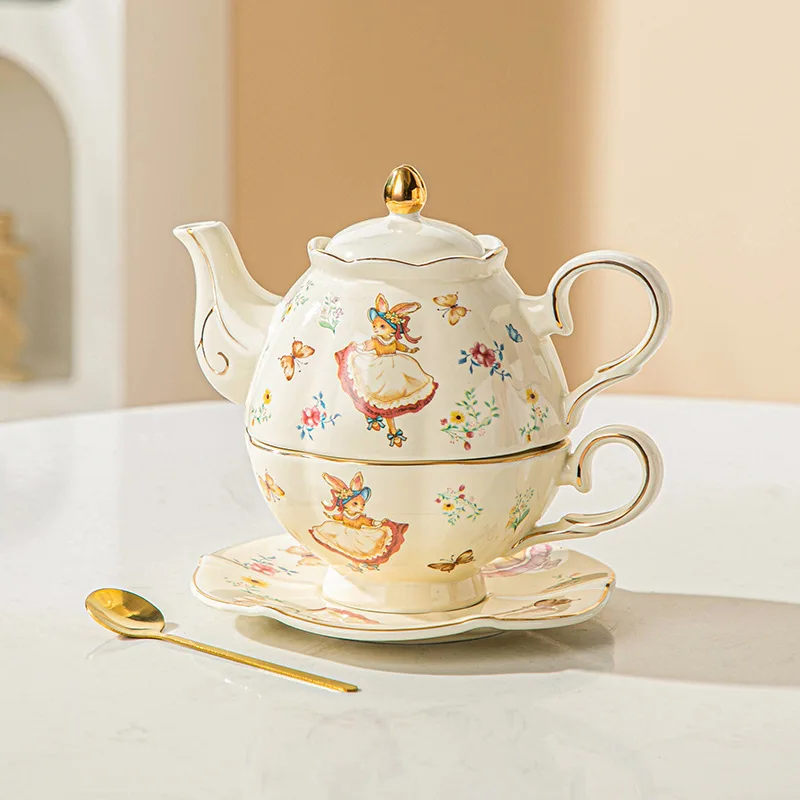 Draw Coffee And Tea - English Ceramic Cup Alice Rabbit Drawing