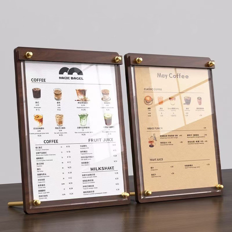Coffee Tea Mix - Custom A4/A5 Acrylic Wood Grain Menu