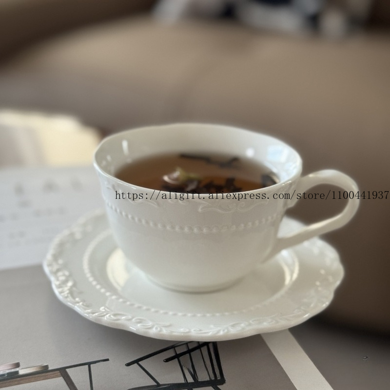 Coffee Tea Mix - French Light Luxury Embossed Floral Coffee
