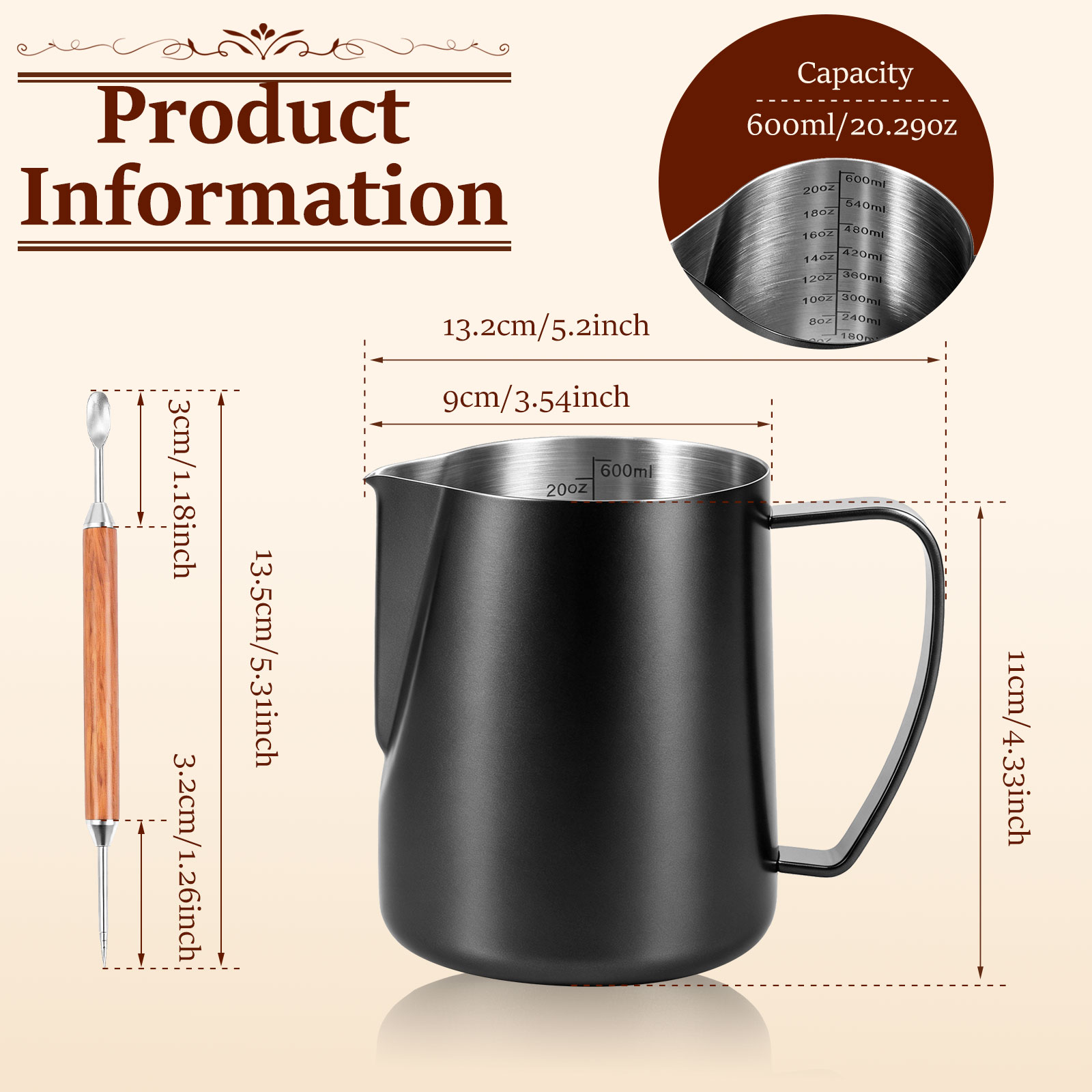 600ml Stainless Steel Milk Fro - Barista Milk Jug review and price