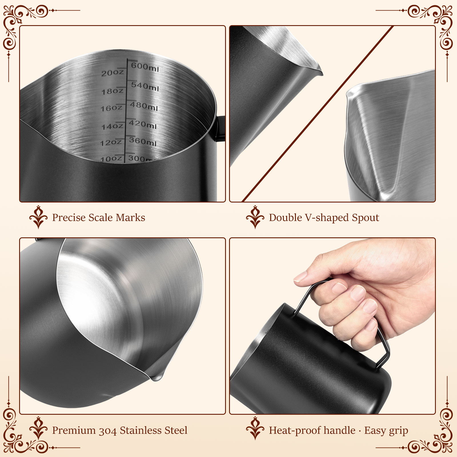 600ml Stainless Steel Milk Fro - Barista Milk Jug review and price